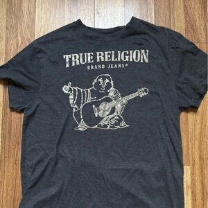 True Religion Gray Short Sleeve Tee with Graphic Print